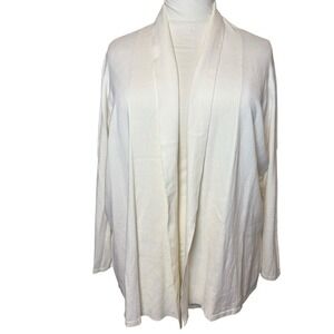Lane Bryant Plus Size 22/24 Cream Ivory Ribbed Trim Open Front Cardigan Neutral